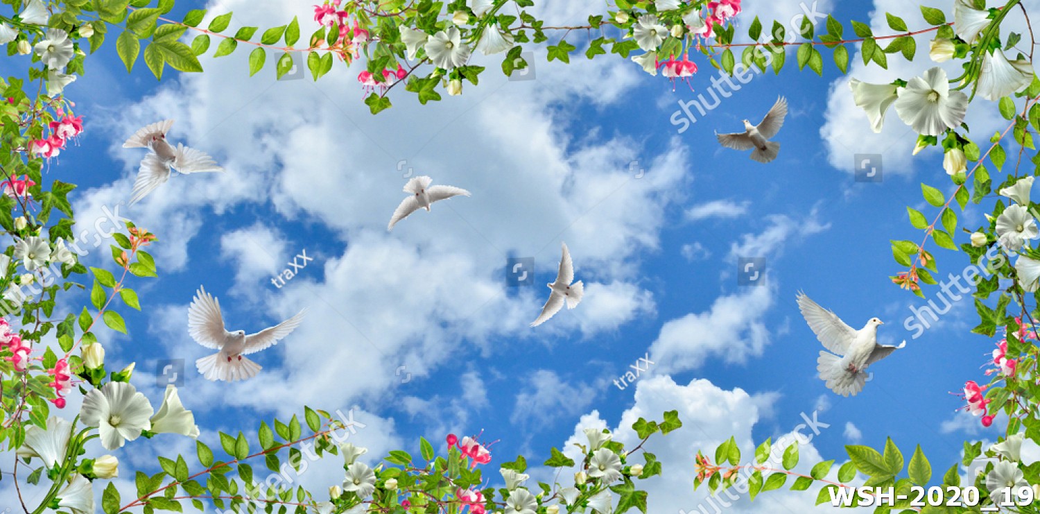 Dán trần trời xanh và hoa WSH-2020_19